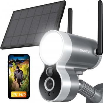 Überwachungskamera WLAN, mit Flutlicht, Akku, Solar und USB Stromversorgung, Outdoor, Bewegungsmelder, WLAN, Cloud oder SD-Kartenspeicher