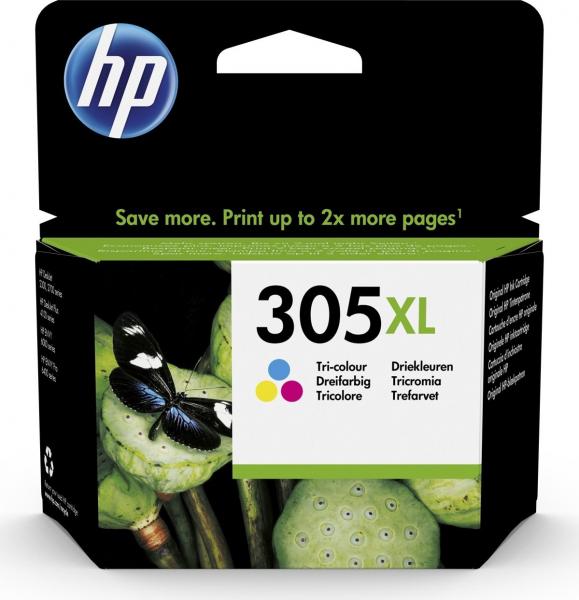 Tintenpatrone HP 305XL Color je 5ml (200 Normseiten je Farbe)