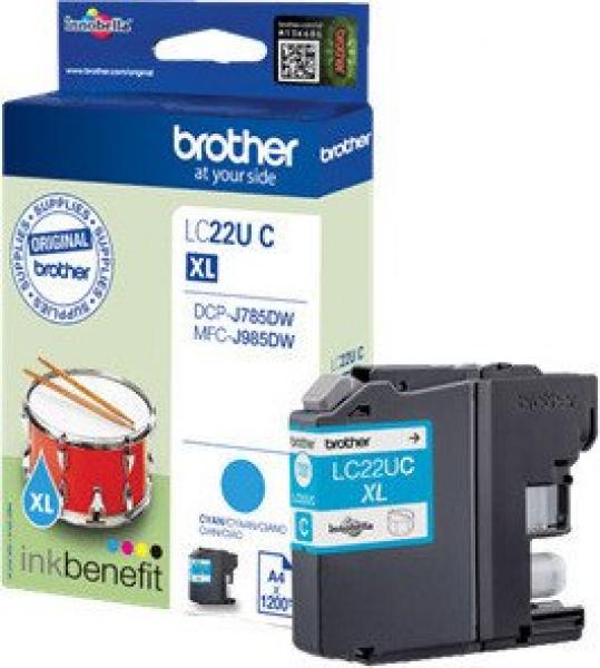 Tintenpatrone Brother LC22UC Cyan 1200 Normseiten DCPJ785, J885