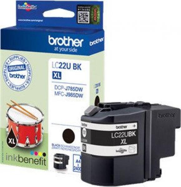 Tintenpatrone Brother LC22UBK Schwarz 2400 Normseiten DCPJ785, J885