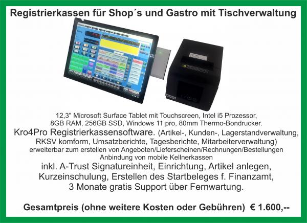 Registrierkassen für Shop´s und Gastro mit Tischverwaltung